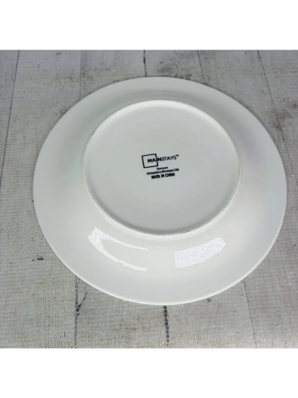 Mainstays CASUAL BANDED ROYAL BLUE Rings Stoneware White Dinner Plates Set of 4